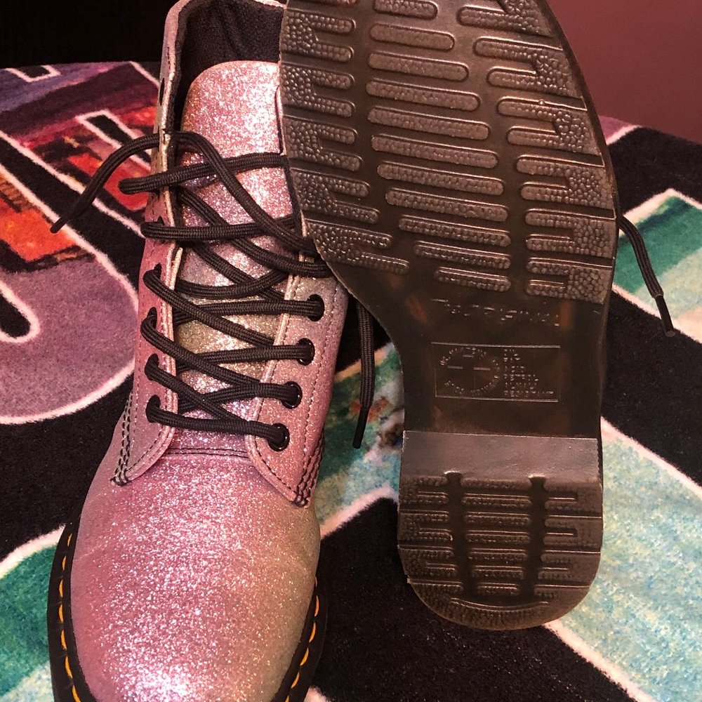 Dr. Martens Rainbow Glitter 1460 Pascal Metallic Lace Up Boot Women Size 7